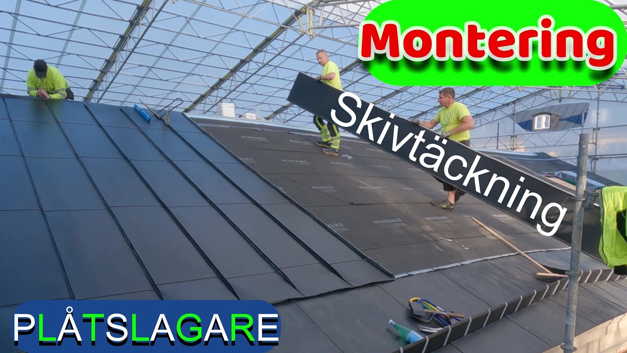 Montering skivtäckning.Plåt tak.Yrke Plåtslagare