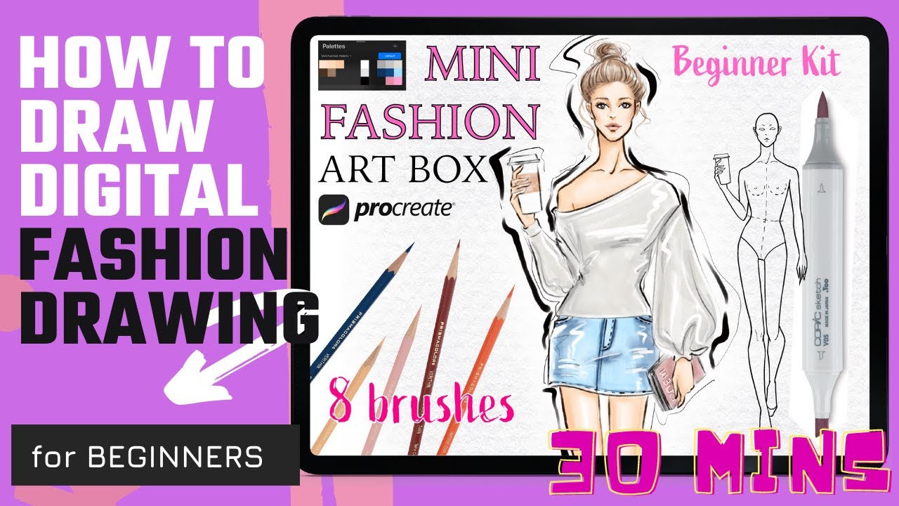 How to draw Digital Fashion Illustration with Procreate MINI FASHION ...