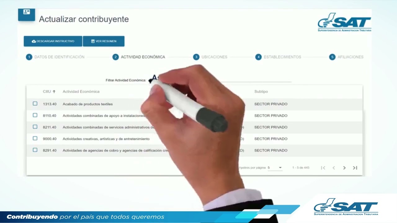 Cómo elegir la Actividad Económica cuando actualizo datos