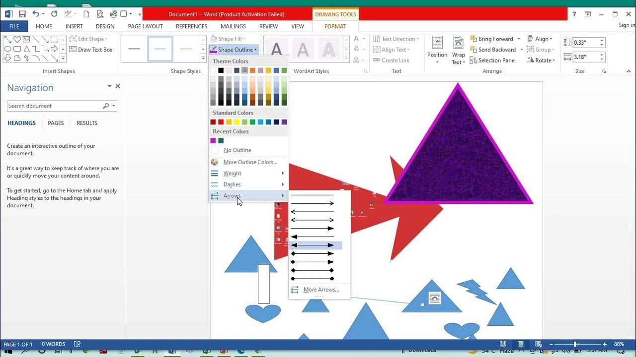 How to use MS Word Format Tab Drawing Tool Format Tab Shape fill