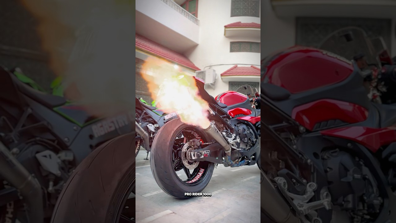 Bmw s1000rr pro cold start😍 crazy  flames coming out from full titanium arrow full system exhaust♥️