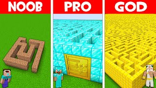 HUGE MAZE BUILD CHALLENGE in Minecraft NOOB vs PRO vs GOD!