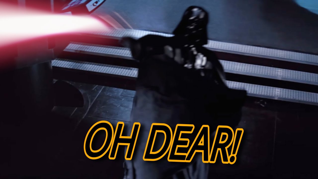 Darth Vader's incompetent saber throw...