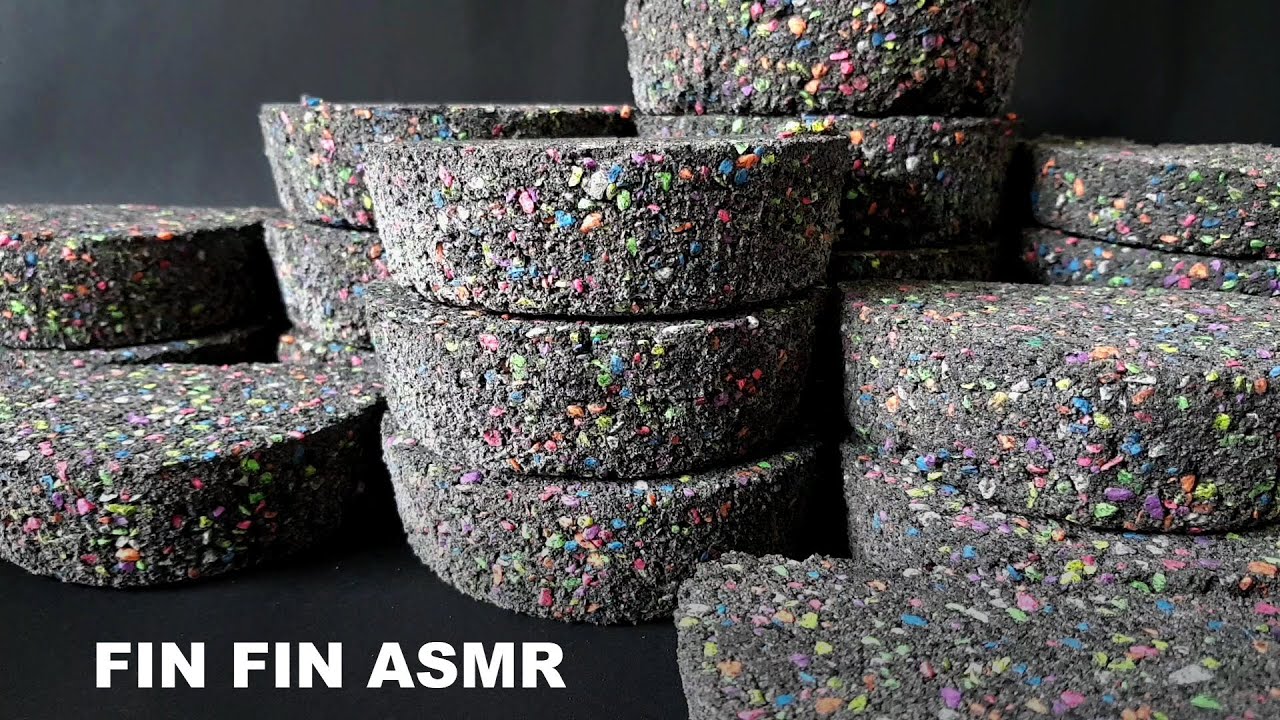 ASMR : Crumbling Colorful Stones with Black Sand in Water #329