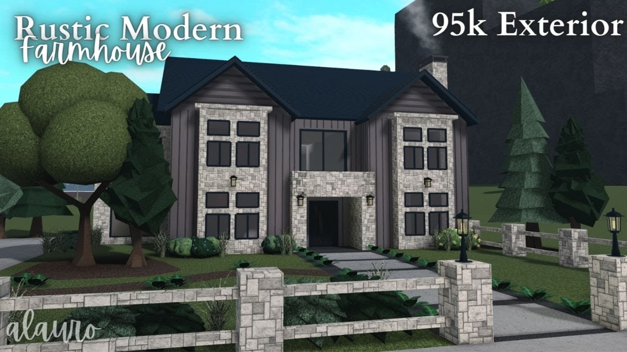 Rustic Modern Farmhouse - 95K Exterior - Bloxburg Speed Build - YouTube