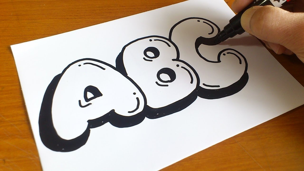 ⁣Very Easy ! How to Draw Graffiti Bubble Letters ABC