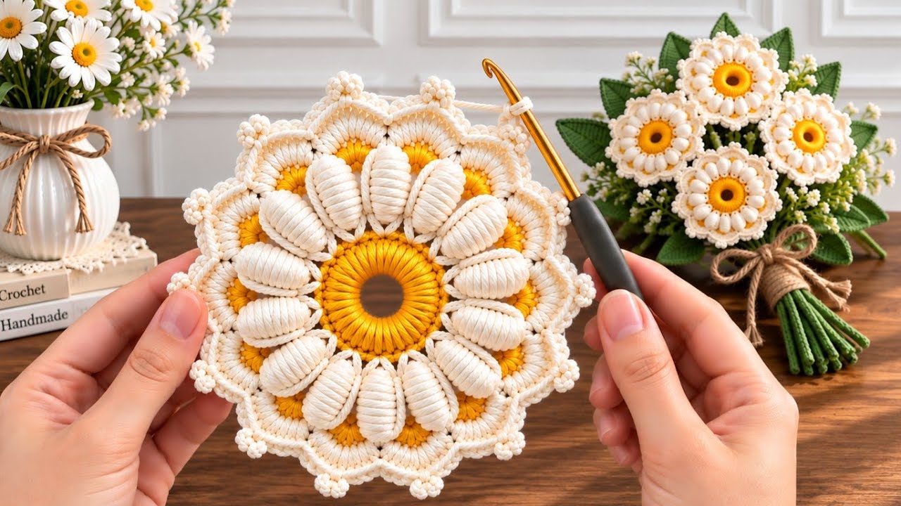 Sky　Flowerサマ❤️ How to Crochet a Beautiful Flower Coaster & Supla Motif 🌼 | Easy