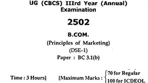 BCOM Principles of Marketing:BC 3.1(b) previous year Question paper ||HPU Shimla || SPU Mandi