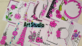 20 PINK BEAUTIFUL BORDER DESIGNS/PROJECT WORK DESIGNS/A4 SHEET/FRONT PAGE DESIGN FOR SCHOOL PROJECTS