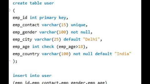What is constraint  and its type and syntax is also covered in this video