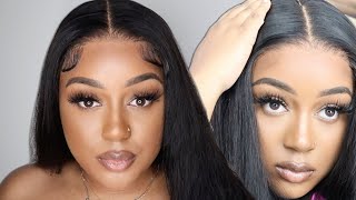 DETAILED!! HOW TO LAY A 5X5 CLOSURE WIG | GLUELESS | PROTECTIVE STYLE | FRONTAL EFFECT | LUVME HAIR