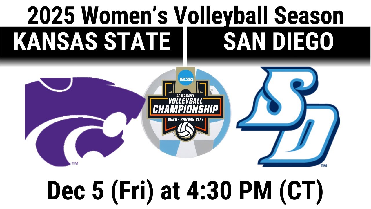 2025 Dec 5 Volleyball Kansas State Wildcats vs San Diego Toreros NCAA Women's Volleyball Tournament