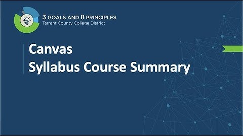 Canvas Syllabus Course Summary and Other Info