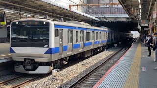 E531系0番台(K424編成)【E531系(K424編成)東大宮入場回送】警笛鳴らして大宮駅7番線発車シーン(回9551M) 2025.3/27