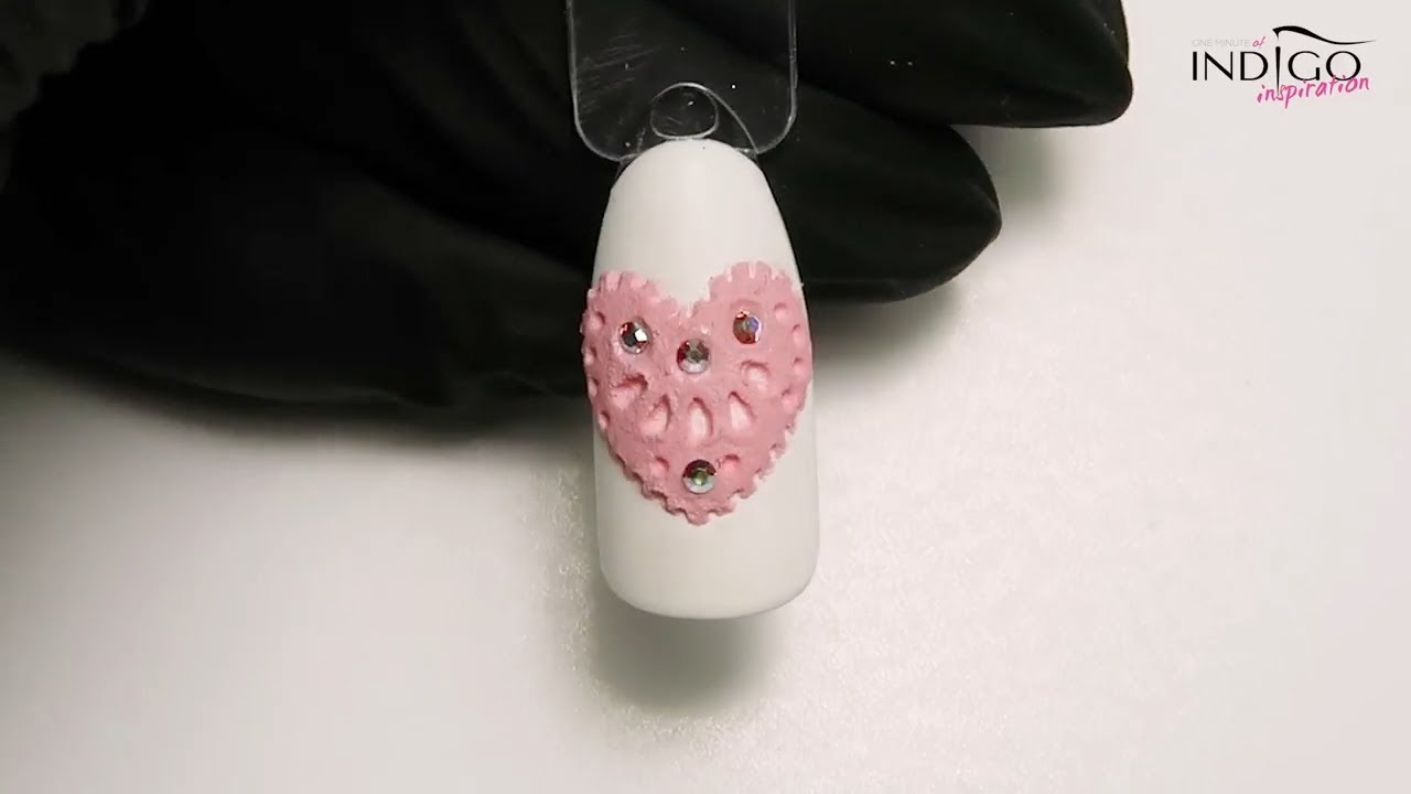 Pudrowe Serduszko :: One Minute of Indigo Inspiration :: NailArt Tutorial - YouTube