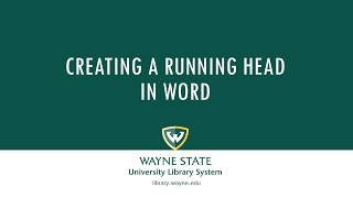 Creating a Running Head in Word