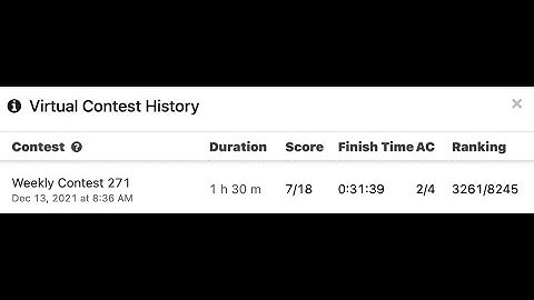 Leetcode Weekly Contest 271 (3261 / 8245) [ Virtual ]