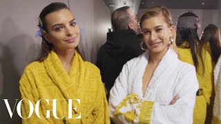 Hailey Baldwin, Gigi Hadid & Emily Ratajkowski Backstage at Versace’s Show | Vogue