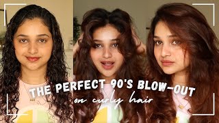 How to : The PERFECT 90's Blow-out Routine on Curly Hair | Volume using velcro roller #hairtutorial