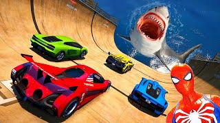 GTA V Mega Ramp On Super Cars, Bikes, Jets and Boats with Trevor and Friends Stunt Map Challenge screenshot 3