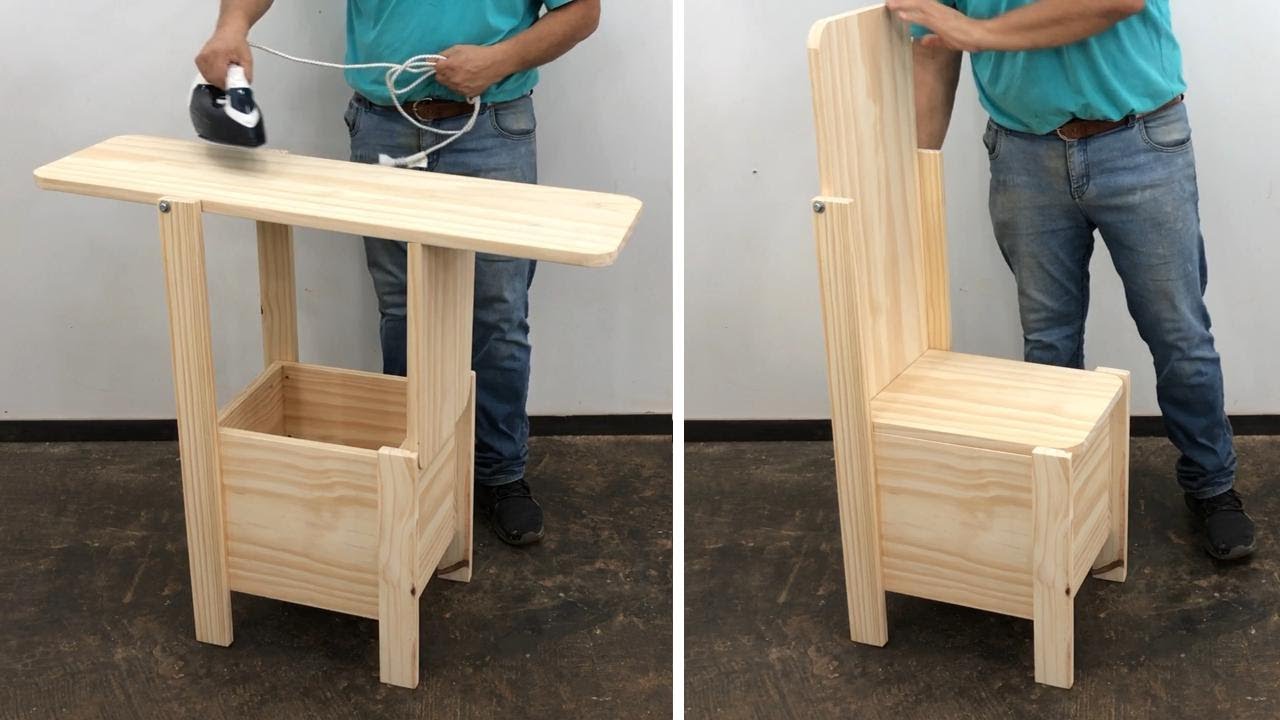 Jadeo quiero rociar Construye una Mesa de Planchar Todo en Uno: Silla, Baúl y Mesa de Planchar  | Tutorial DIY - YouTube