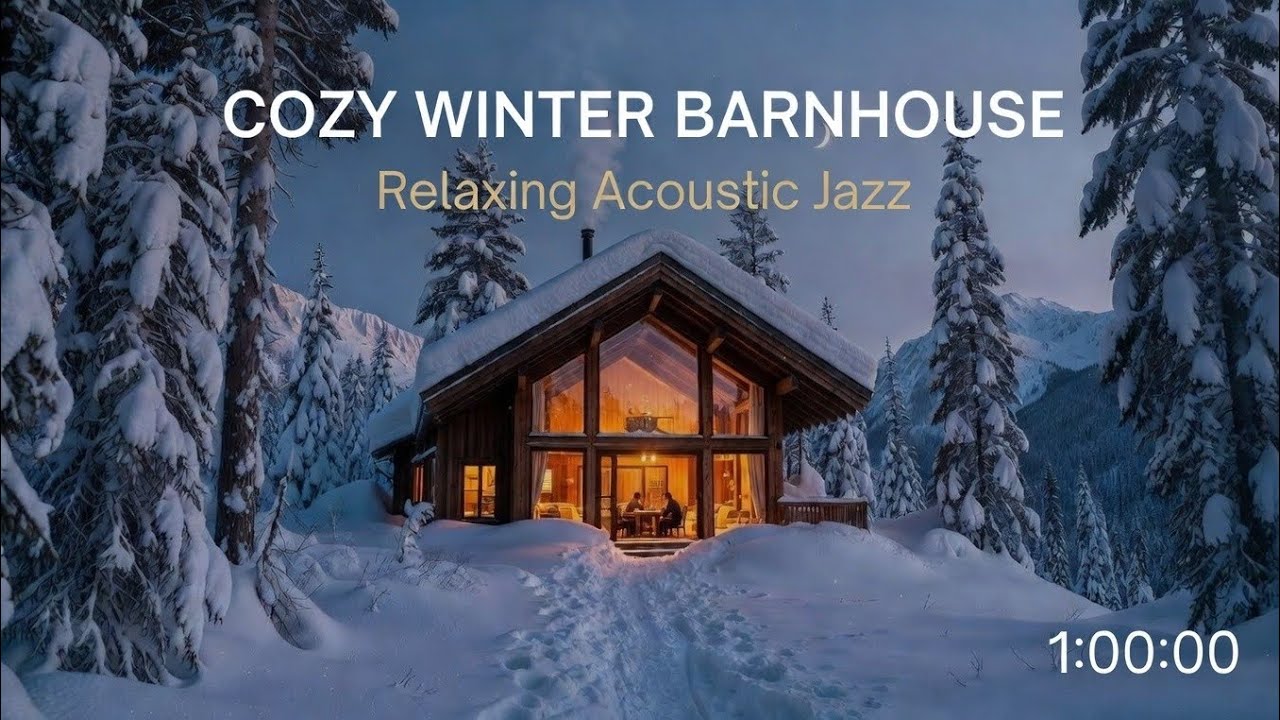 Snowy Mountain Barnhouse Ambience with Relaxing Acoustic Jazz