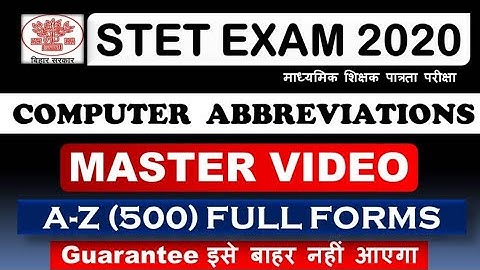 Class 16 (STET Computer Science Special Batch) ll A-Z(500) Computer Full Forms Complete Abbreviation