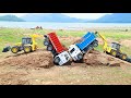 Jcb 3dx fully loading sand tata dumper truck hyva tipper truck accident pulling out jcb 3dx  cs toy