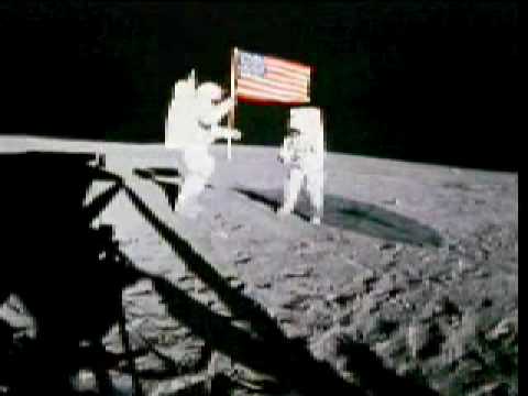First Step On Moon (putting flag on moon) - YouTube