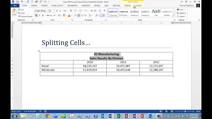 Merging And Splitting Table Cells In Microsoft Office Word Tables