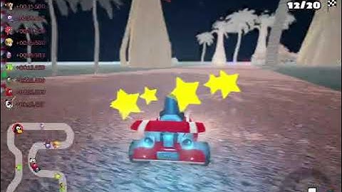 SuperTuxKart - Tux Island night, 20 laps, reverse
