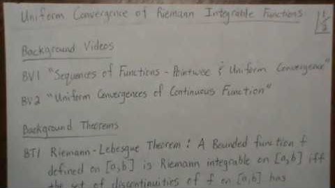 Uniform Convergence of Riemann Integrable Functions