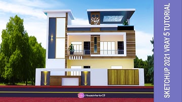 SKETCHUP IT | House Exterior Design Sketchup pro 2021 + vray 5 | Sketchup Tutorial #sketchup #vray
