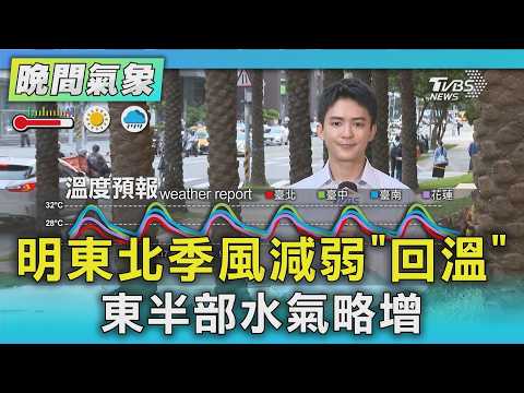 天氣/明東北季風減弱「回溫」 東半部水氣略增｜氣象主播 吳軒彤｜TVBS氣象站｜TVBS新聞20260916 @TVBSNEWS01