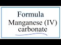Manganese and Carbonate Compounds