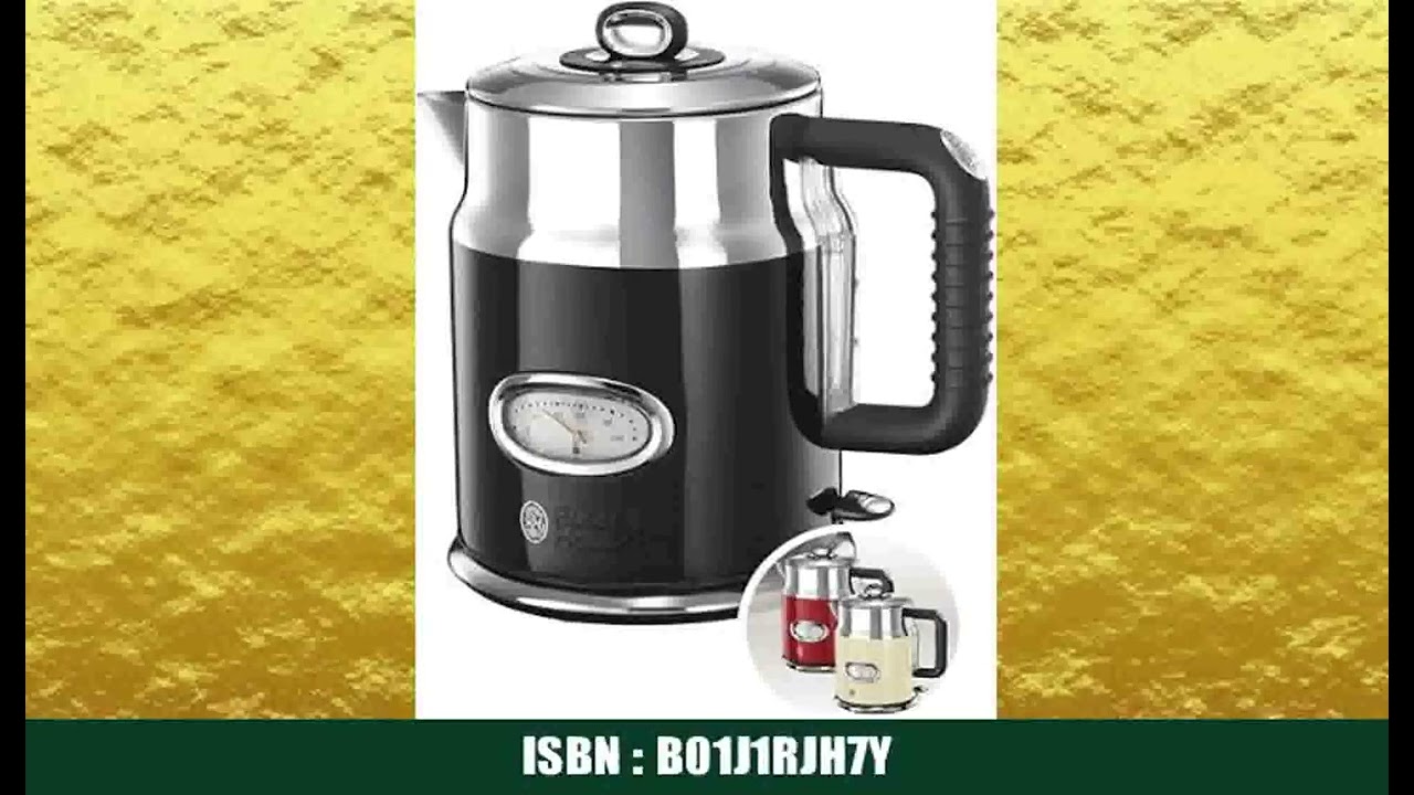 Russell Hobbs Wasserkocher [1,7l, 2400W] Retro Schwarz & polierter Edelstahl