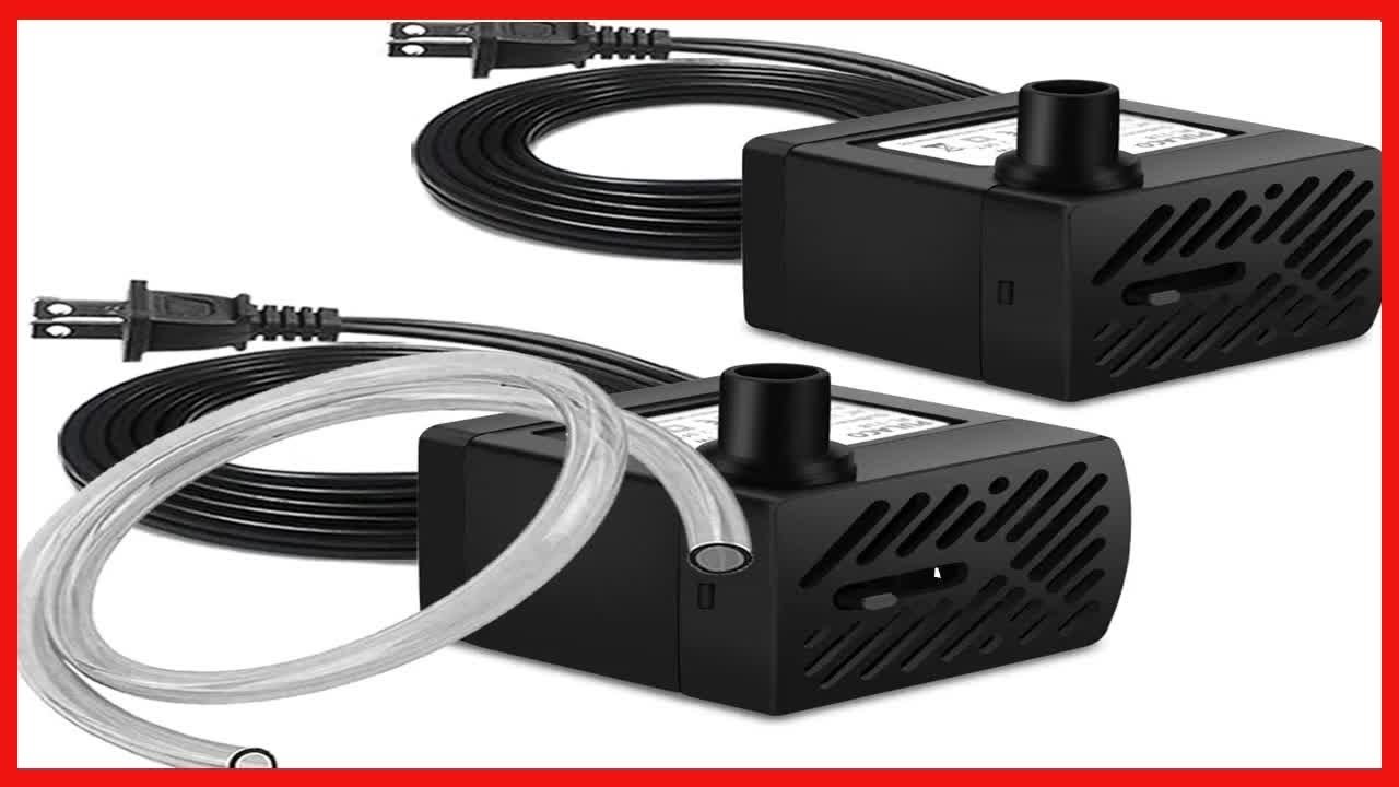 PULACO 2Pcs Mini Fountain Pump ( 50GPH 3W), Ultra Quiet Submersible Water Pump for Aquarium