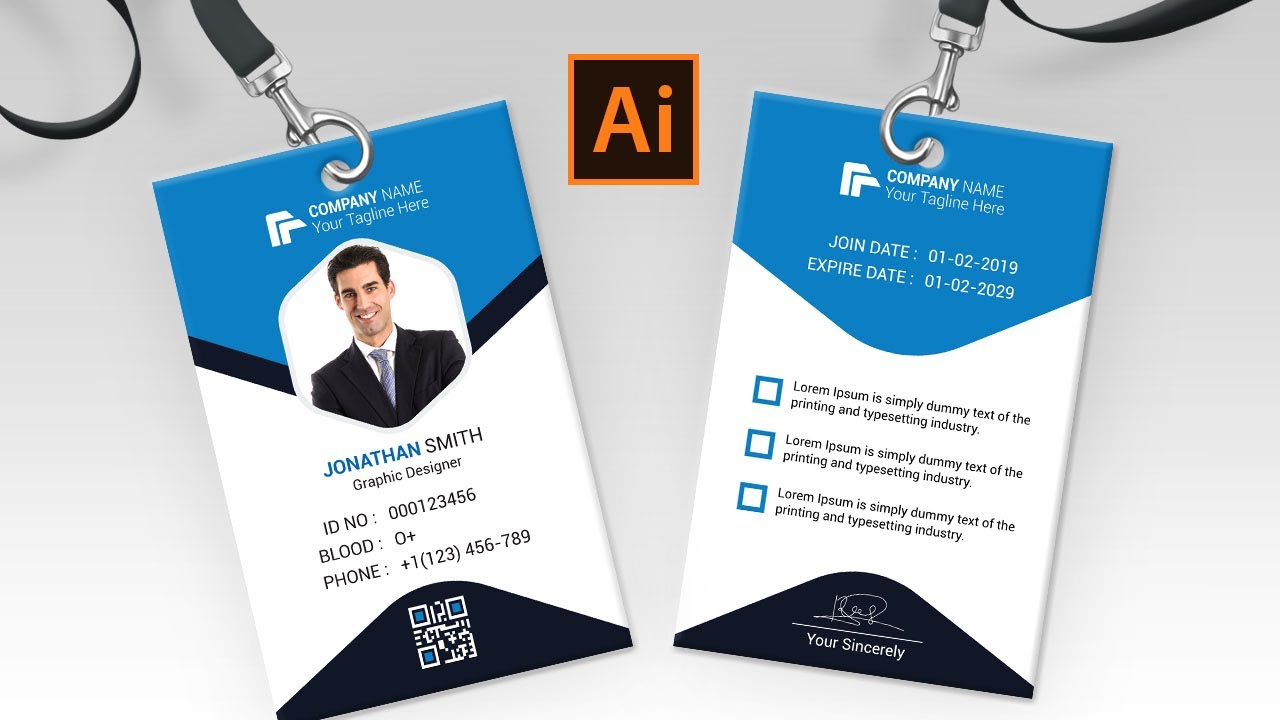 Creative Id Card Design In Adobe Illustrator - Youtube