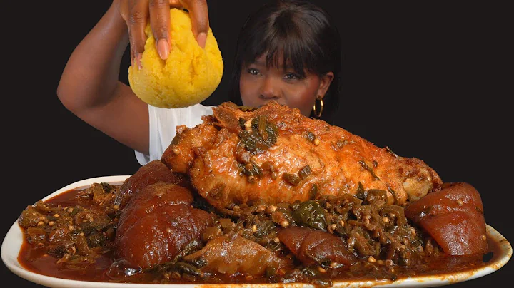 ASMR FUFU & OKRO TURKEY SOUP MUKBANG |COW SKIN | No Talking) Messy Soft Eating Sounds