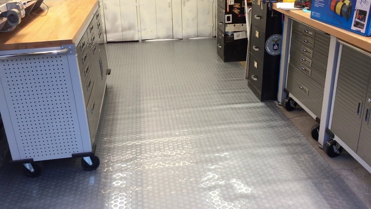 The New Commercial Grade Rubber Grey Coin Pattern Garage Flooring The New Commercial Grade Rubber Grey Coin Pattern Garage Flooring 7 5 Ft By 17