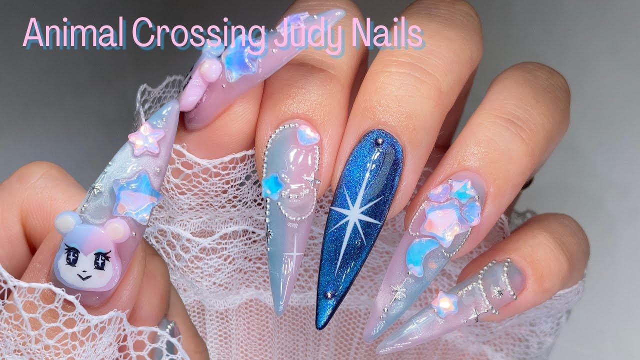 Animal Crossing Judy Galaxy Nails 🌌⭐| Korean Nails | Self Nail | Nail Art | ASMR