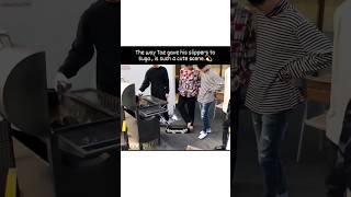 The way Taehyung gave his slippers to Suga ✨ such a  cute moment 💜 #Suga #taehyung #shorts