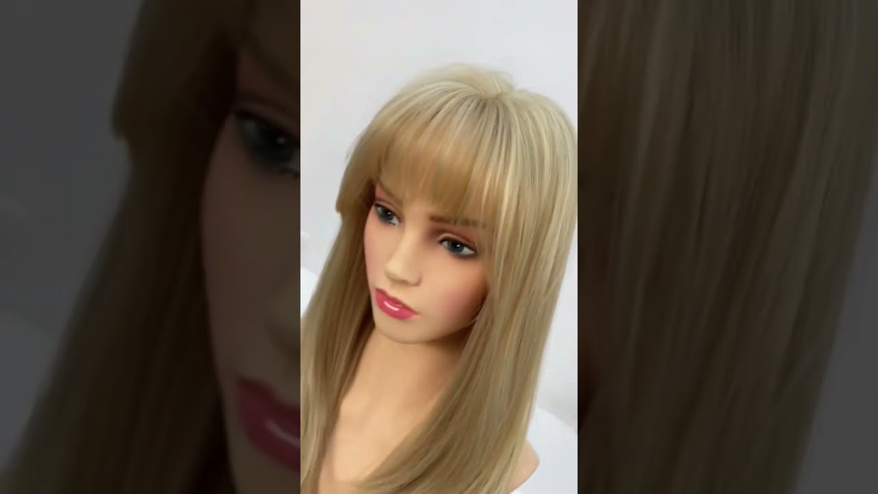 Long Blonde Synthetic Wigs for Women Straight Layered Natural Hair Wigs With Bangs Heat Resistant