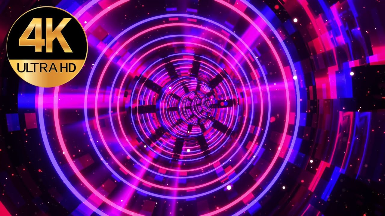 10 hour 4k TV Metallic Multi color Relaxing Abstract background Video loop neon tunnel screensaver