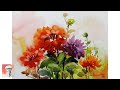 How to paint dahlias flowers  watercolor painting tutorial  watercolour flowers  shahanoor mamun