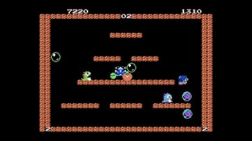 Bubble Bobble . Stage 2 . Two Players . Co-Op (NES) Played by Zeni & Frezhor