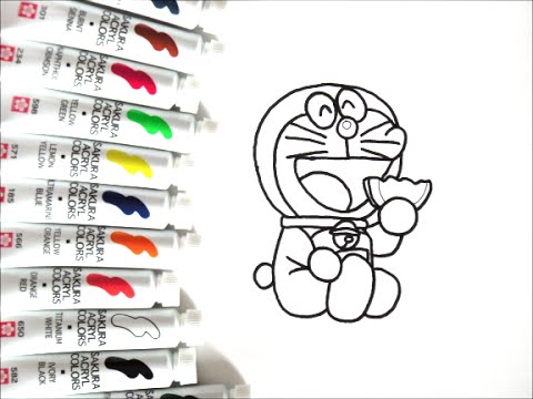 ドラえもんキャラクター どら焼きを食べてるドラえもんの描き方 How