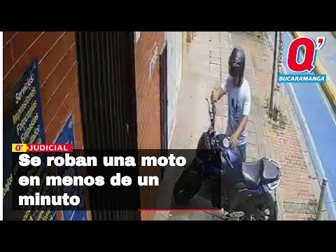 Bandido se roba una moto en menos de un minuto, en Bucaramanga