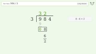 984/3 Long Division — Step-by-Step | Tiger Algebra Solver