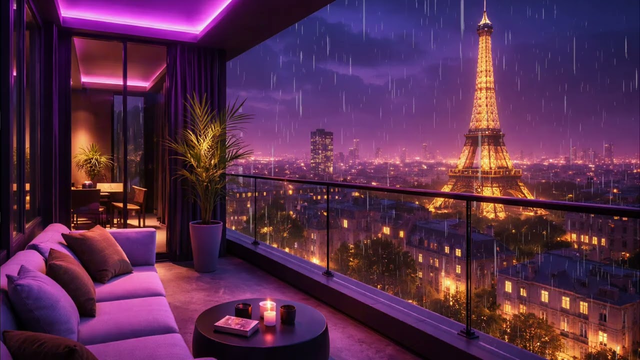 Paris Night Balcony ☕ Slow Chill Lofi Beats for Deep Focus & Relaxation | Cozy Study Music